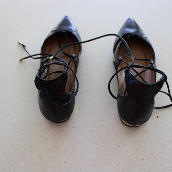 Aquazzura Black Lace Up Flats - Picture 2 of 2